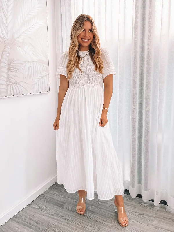 Plus size maternity dress for curvy moms - to - be Iolana Dress - White