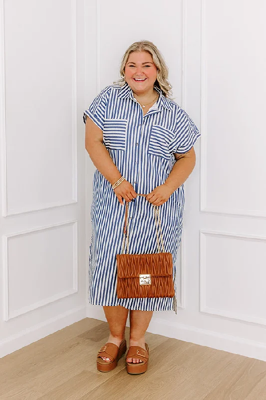 Maternity dress for a city sightseeing trip Coastal Charisma Stripe Midi Dress Curves Maternity dress for a city sightseeing trip Coastal Charisma Stripe Midi Dress Curves