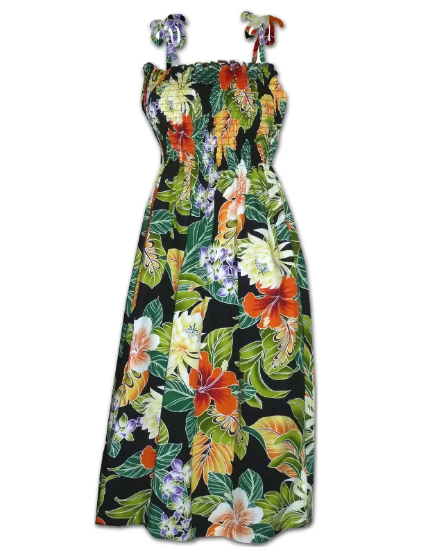 Sleeveless midi dresses with lace details for summer weddings Smock Dress Tropical Forest Mirage