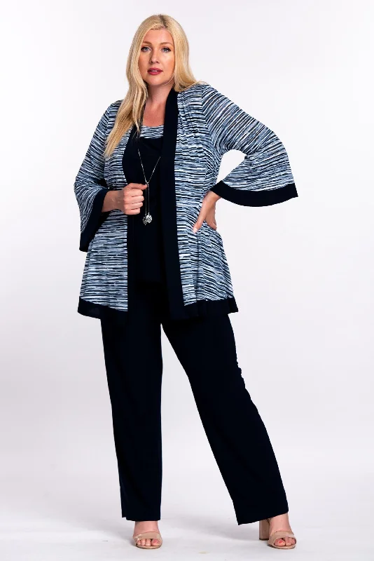 Maternity dress for a friend's wedding as a guest R&M Richards 3906 Long Formal Pant Suit Dress Navy