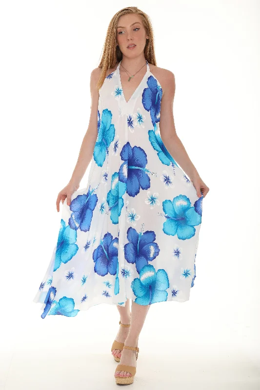 Midi dresses with one - shoulder designs for a modern and asymmetric style Floral Print Halter Sleeveless Dress Midi dresses with one - shoulder designs for a modern and asymmetric style Floral Print Halter Sleeveless Dress