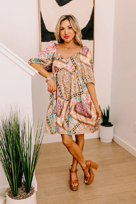 Maternity dress for home - based moms Table For Two Satin Babydoll Mini in Pink