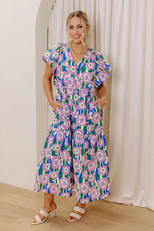 Maternity dress for a Christmas party Tulip Picking Floral Midi Dress