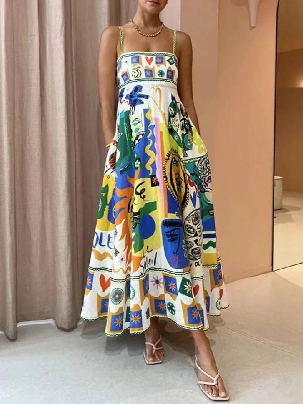 Midi dresses with embroidered accents for a unique and detailed design Artemis Printed Dress Midi dresses with embroidered accents for a unique and detailed design Artemis Printed Dress