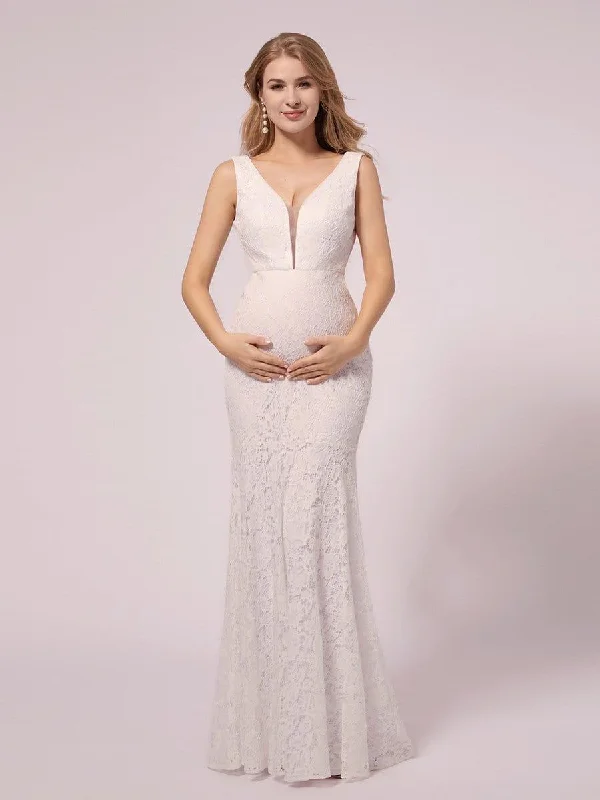 Maternity dress for a baby's first visit to the library Maxi Long Lace V-neck Fishtail Maternity Dress for Wedding Maternity dress for a baby's first visit to the library Maxi Long Lace V-neck Fishtail Maternity Dress for Wedding