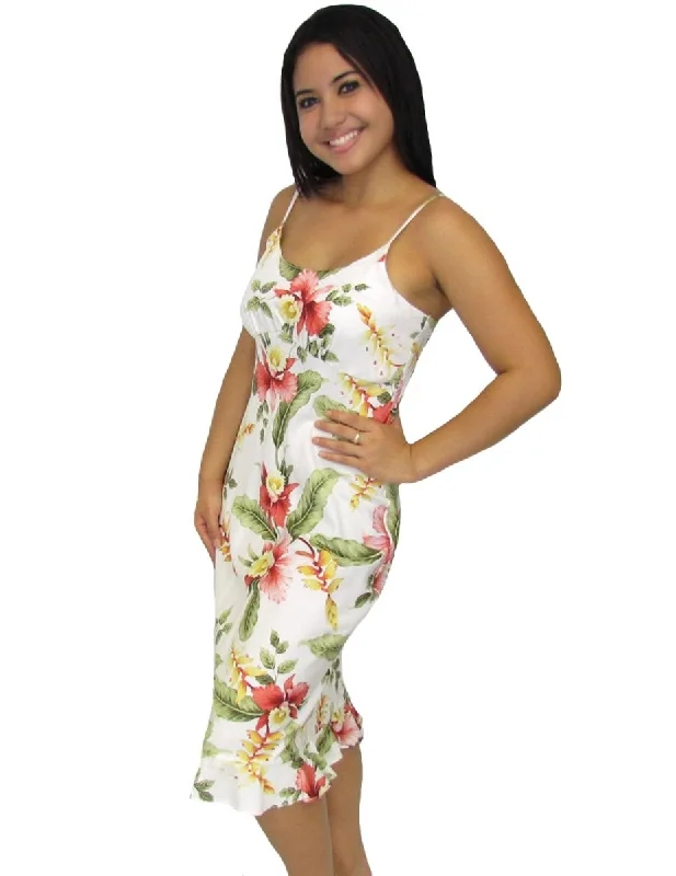 Midi dresses with wrap - around skirts for a customizable fit Orchid Pua Spaghetti Straps Hawaiian Midi Slip Dress