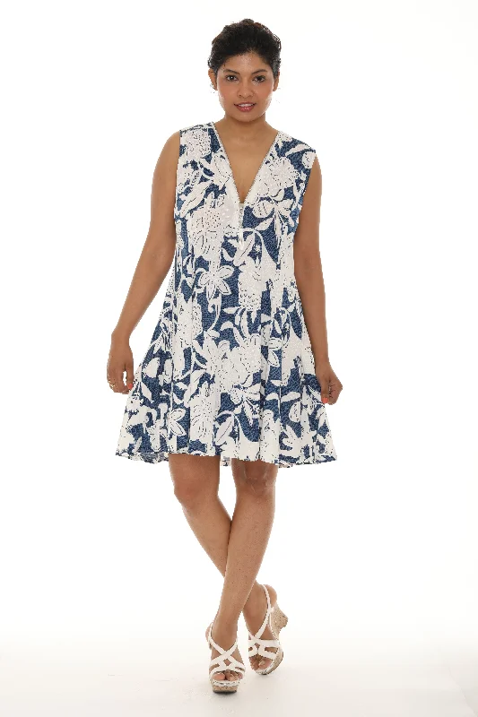 Mini dresses with fringe for a bohemian style Floral Sleeveless A-Line zipper Dress