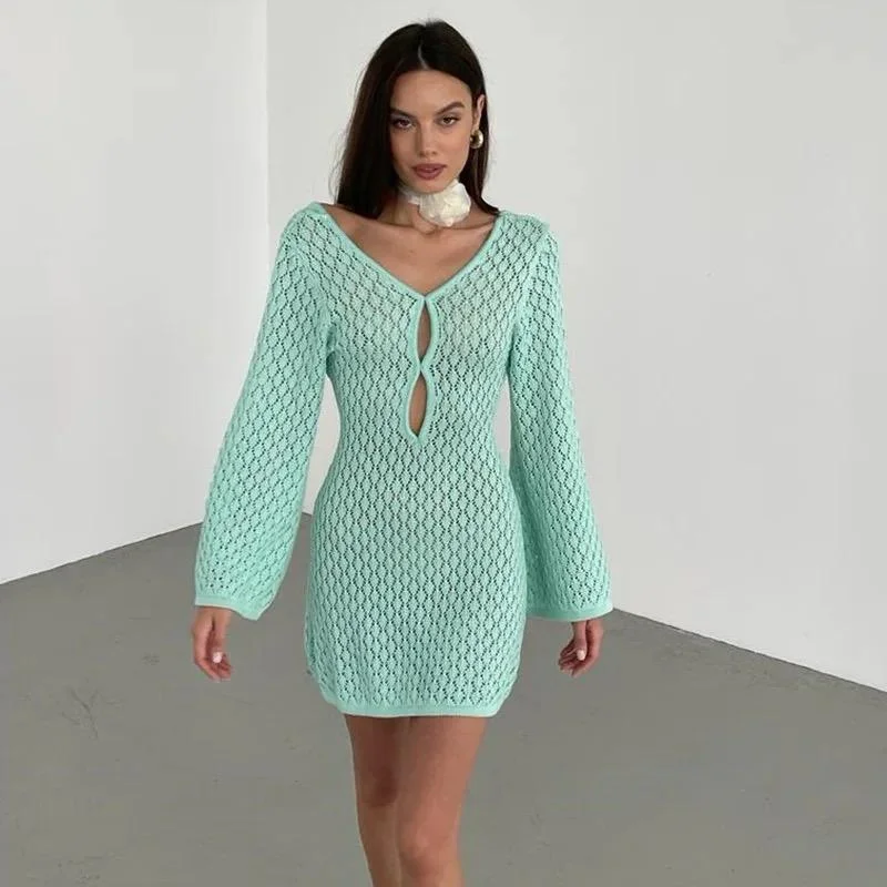 Mini dresses with puff sleeves for a vintage look Layla Soft Crochet Dress- Resortwear Mini dresses with puff sleeves for a vintage look Layla Soft Crochet Dress- Resortwear