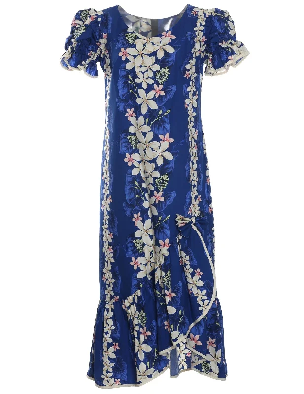Midi dresses with off - the - shoulder necklines for a flirty look Knee Length Muumuu Ruffle Dress Plumeria with Sleeves Midi dresses with off - the - shoulder necklines for a flirty look Knee Length Muumuu Ruffle Dress Plumeria with Sleeves