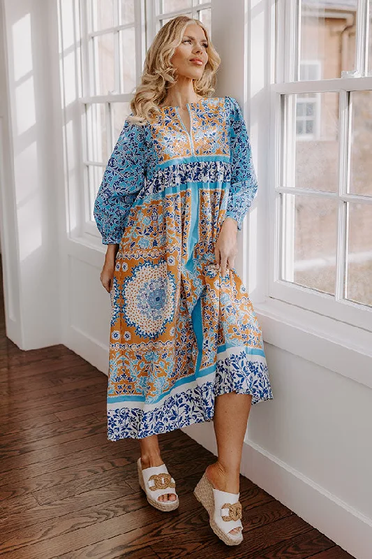 Maternity dress for a mountain getaway Feeling Boho Floral Midi Dress
