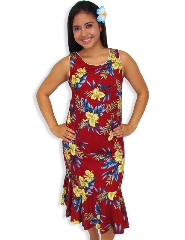 Velvet midi dresses in jewel tones for a glamorous winter event Midi Sleeveless Red Hawaiian Dress Okalani Velvet midi dresses in jewel tones for a glamorous winter event Midi Sleeveless Red Hawaiian Dress Okalani