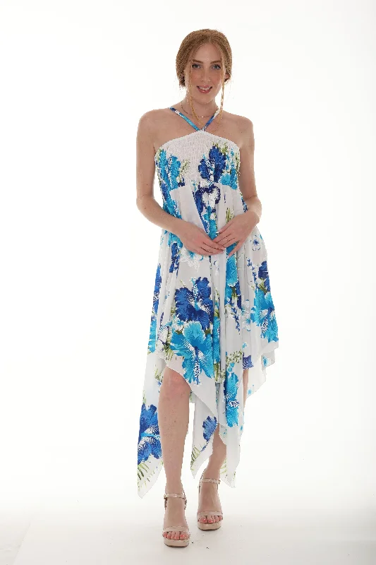 Midi dresses with gathered skirts for a full and flowing silhouette Floral Print Sleeveless Asymmetrical Dress Midi dresses with gathered skirts for a full and flowing silhouette Floral Print Sleeveless Asymmetrical Dress