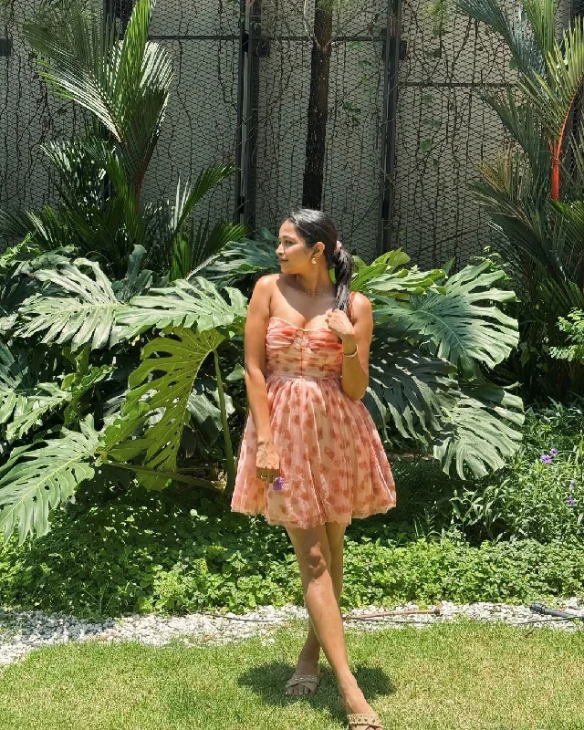 Linen mini dresses for a breathable summer option Rubert Mesh Detail Party Dress