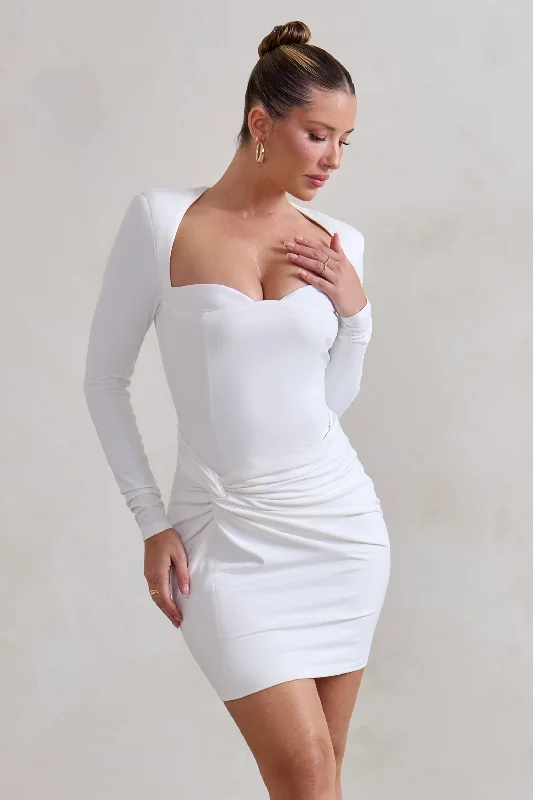 Animal print mini dresses for a bold statement Corelle | White Long Sleeve Sweet Heart Twist Detail Mini Dress Animal print mini dresses for a bold statement Corelle | White Long Sleeve Sweet Heart Twist Detail Mini Dress