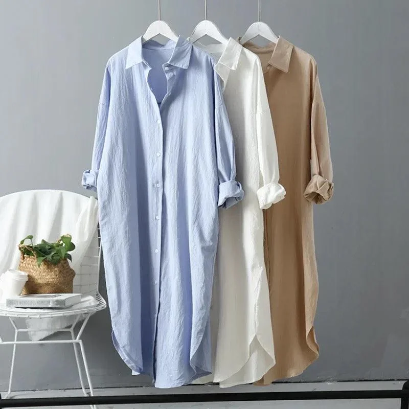 Midi dresses with lace - up fronts for a unique and adjustable style Lumia Luxe Cotton Long Shirt/ Dress Midi dresses with lace - up fronts for a unique and adjustable style Lumia Luxe Cotton Long Shirt/ Dress