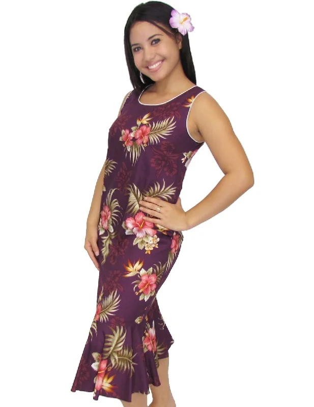 Sleeveless midi dresses with lace details for summer weddings Sleeveless Midi Purple Dress Fern Hibiscus Sleeveless midi dresses with lace details for summer weddings Sleeveless Midi Purple Dress Fern Hibiscus