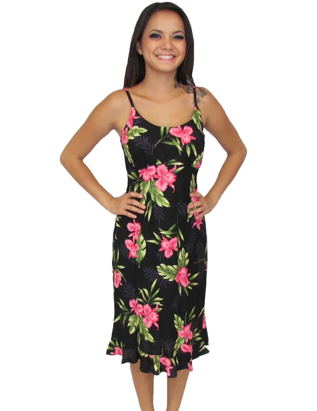 Midi dresses with metallic threads for a glamorous evening event Hawaiian Dress Midi Slip Black Okalani Midi dresses with metallic threads for a glamorous evening event Hawaiian Dress Midi Slip Black Okalani