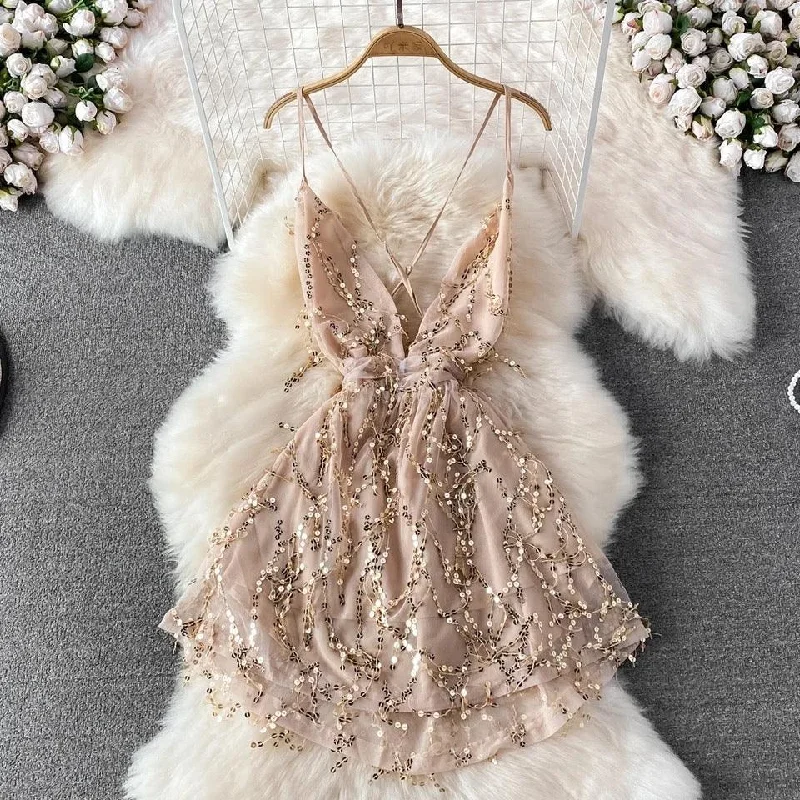 Mini dresses with side slits for a sexy appeal Jarold Mesh Detail Party Dress in Beige Mini dresses with side slits for a sexy appeal Jarold Mesh Detail Party Dress in Beige