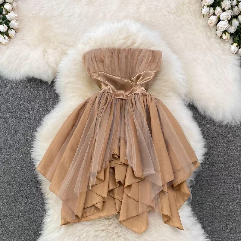 Mini dresses with puff sleeves for a vintage look Louisa Mesh Detail Dress