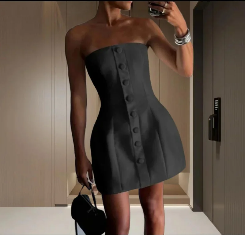 Mini dresses with beaded embellishments for a fancy event Lera Button Tube Mini Dress Mini dresses with beaded embellishments for a fancy event Lera Button Tube Mini Dress