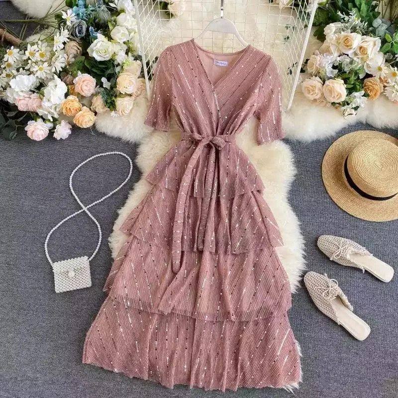 Midi dresses with tassel accents for a bohemian and free - spirited style Tiered Party Dress