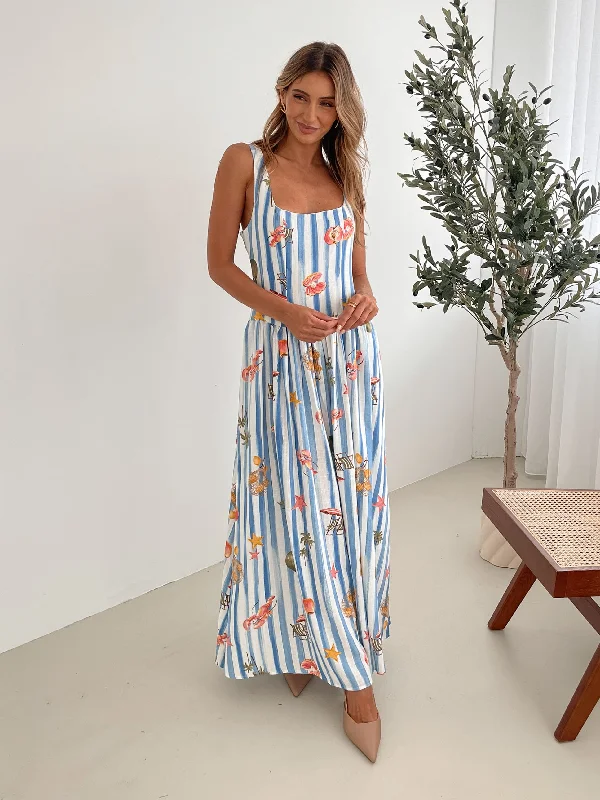 Plus size maternity dress for curvy moms - to - be Uhura Dress - Blue Print