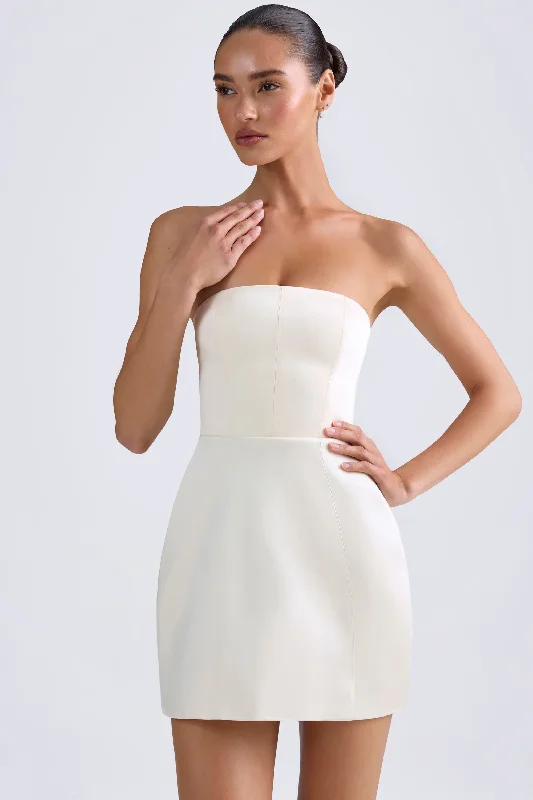 Mini dresses with side slits for a sexy appeal Bandeau Structured Tulip Mini Dress in Ivory Mini dresses with side slits for a sexy appeal Bandeau Structured Tulip Mini Dress in Ivory