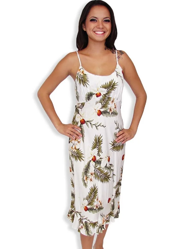 Midi dresses with empire waists for a flattering maternity option White Hawaiian Dress Slip-On Design Hanapepe Midi dresses with empire waists for a flattering maternity option White Hawaiian Dress Slip-On Design Hanapepe