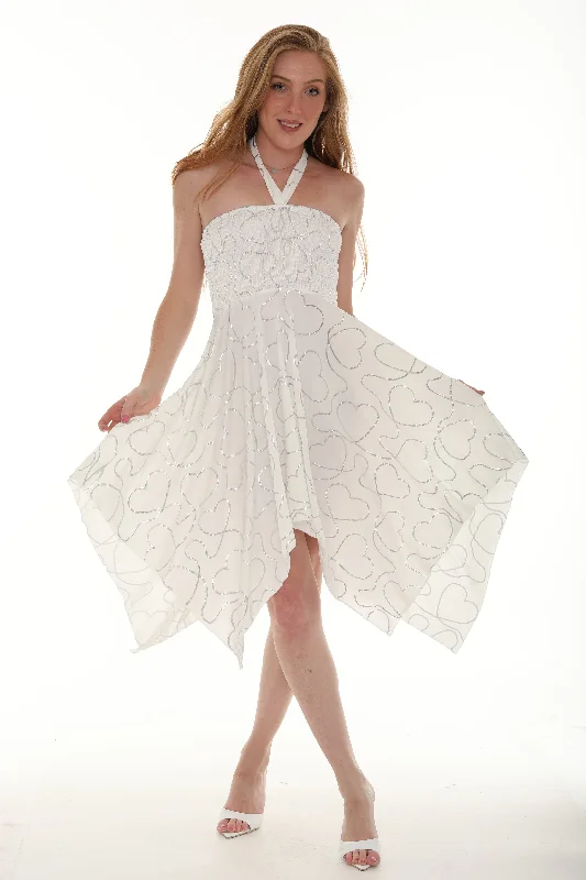 Mini dresses with ruched bodices for a feminine touch Heart Print Dress