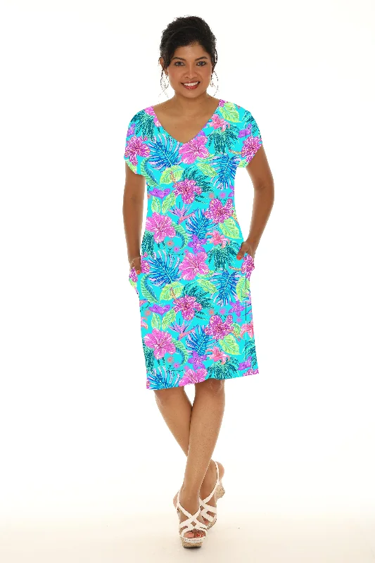 Mini dresses with abstract prints for an artistic look V-Neck  Floral Print Dress