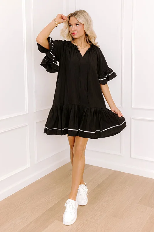 A - line maternity dress for a flattering fit Mimosas On The Patio Mini Dress in Black