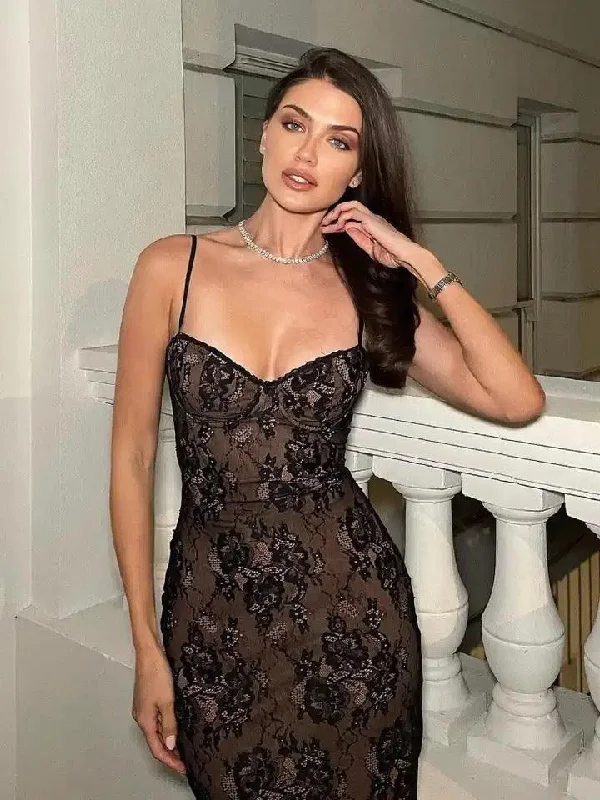 Mini dresses with asymmetric hems for a fashion - forward look Cellar Lace Midi Dress in Black Mini dresses with asymmetric hems for a fashion - forward look Cellar Lace Midi Dress in Black