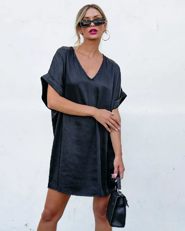 Mini dresses with empire waists for a flattering fit Muse By Magnolia Black Satin Mini Dress - FINAL SALE Mini dresses with empire waists for a flattering fit Muse By Magnolia Black Satin Mini Dress - FINAL SALE