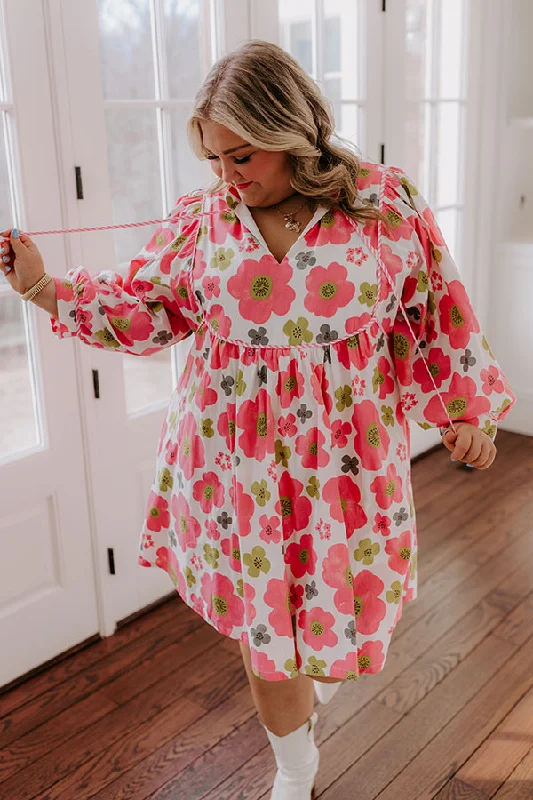 Maternity dress for a winter wonderland event Happy Blooms Floral Mini Dress Curves