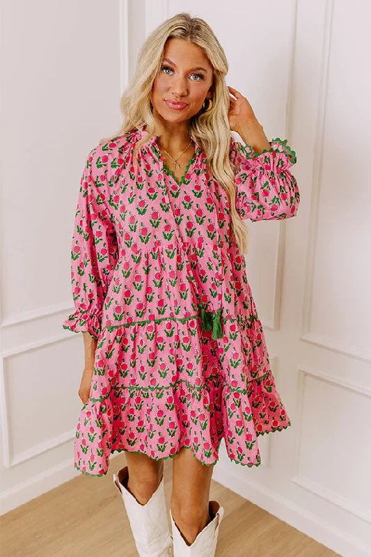 Maternity dress for a baby's first train journey Playful Pursuits Floral Mini Dress in Pink Maternity dress for a baby's first train journey Playful Pursuits Floral Mini Dress in Pink