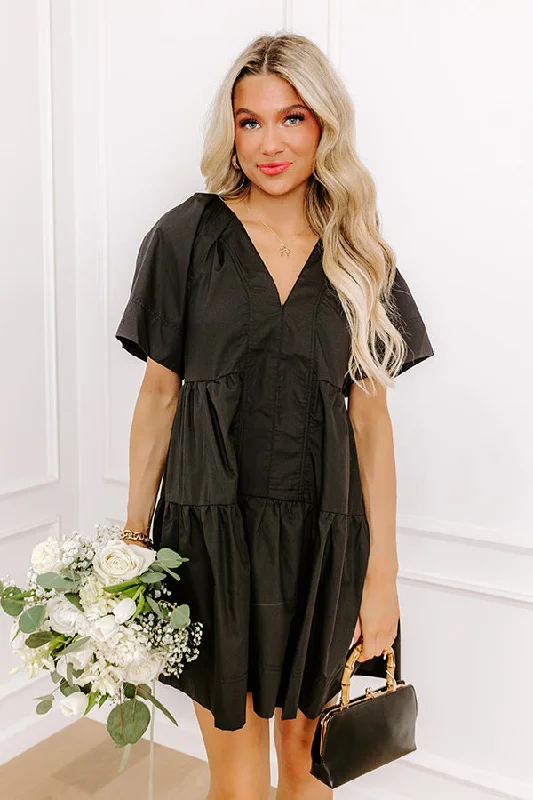 Maternity dress for a summer barbecue Take A Chance Mini Dress in Black