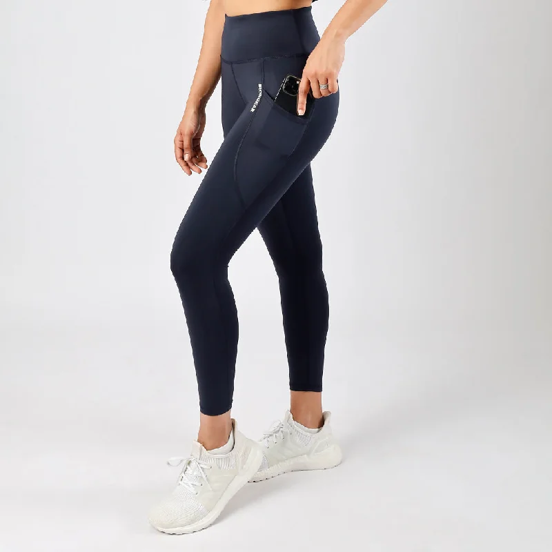 Women's Seamless Compression Tight Trousers in Gray for Fitness and Yoga SessionsBreeze Pocket Leggings 7/8