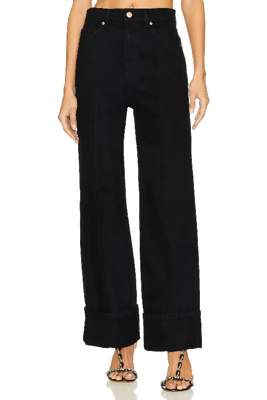 Women's Fleece - Lined Tight Trousers in Dark Blue for Warmth in Cold WeatherGenevieve Jean In Noir Wash Women's Fleece - Lined Tight Trousers in Dark Blue for Warmth in Cold WeatherGenevieve Jean In Noir Wash