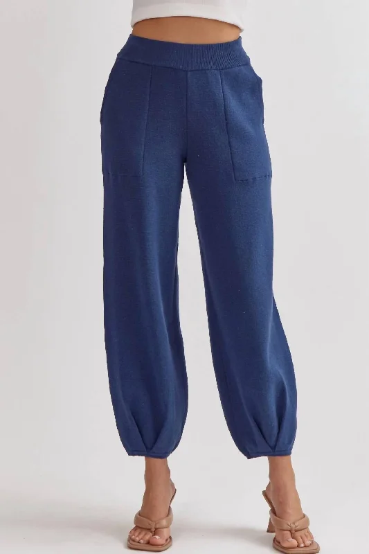 Women's Tight Trousers with Drawstring Waist in Khaki for a Relaxed and Adjustable FitKnit Joggers In Navy Women's Tight Trousers with Drawstring Waist in Khaki for a Relaxed and Adjustable FitKnit Joggers In Navy