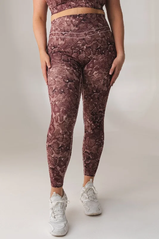 Plus Size Women's Sheer Tight Trousers in Nude for a Subtle and Stylish StatementVitality Revive Pant - Wine Serpent