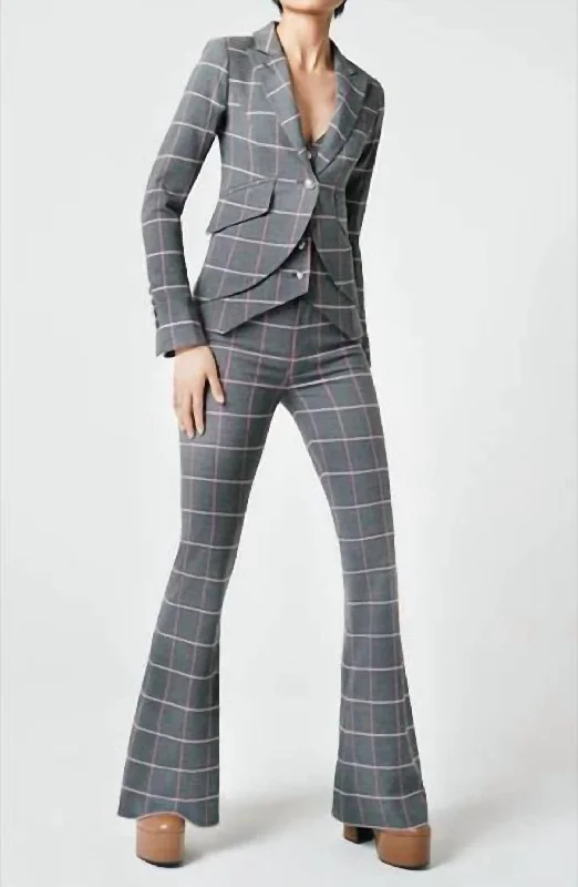 Plus Size Women's Embroidered Tight Trousers in White for a Feminine and Elegant StyleWomen's Bootcut Pant In Grey/pink Windowpane Plus Size Women's Embroidered Tight Trousers in White for a Feminine and Elegant StyleWomen's Bootcut Pant In Grey/pink Windowpane