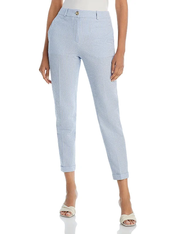 Plus Size Women's Plaid Tight Trousers in Multicolor for a Stylish and Classic LookWomens High Rise Textured Cropped Pants Plus Size Women's Plaid Tight Trousers in Multicolor for a Stylish and Classic LookWomens High Rise Textured Cropped Pants