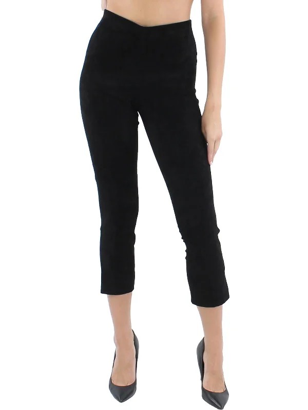 Plus Size Women's Plaid Tight Trousers in Multicolor for a Stylish and Classic LookWomens Suede Split Hem Cropped Pants Plus Size Women's Plaid Tight Trousers in Multicolor for a Stylish and Classic LookWomens Suede Split Hem Cropped Pants