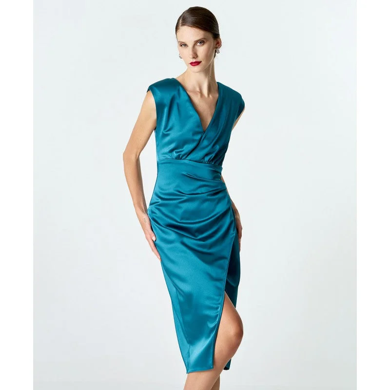 Long - Sleeve Women Sweater with Ribbed CuffsAccess Fashion Petrol Sleeveless Satin Wrap Dress Long - Sleeve Women Sweater with Ribbed CuffsAccess Fashion Petrol Sleeveless Satin Wrap Dress