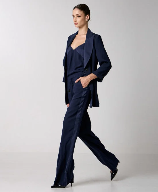 Mock - Neck Women Sweater for a Modern TwistAccess Fashion Navy Wide Leg Pants With Decorative Detail Mock - Neck Women Sweater for a Modern TwistAccess Fashion Navy Wide Leg Pants With Decorative Detail