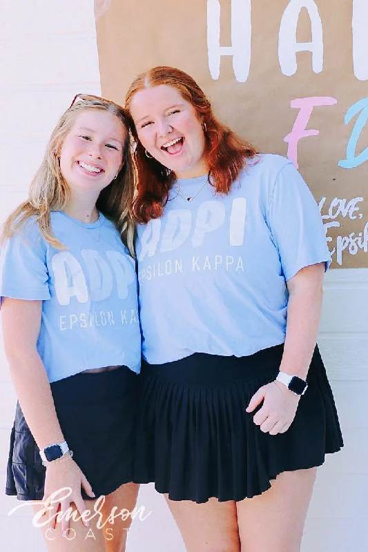 Ringer T Shirt Women with Retro - Inspired StripesAlpha Delta Pi Shades of Blue Tshirt Ringer T Shirt Women with Retro - Inspired StripesAlpha Delta Pi Shades of Blue Tshirt