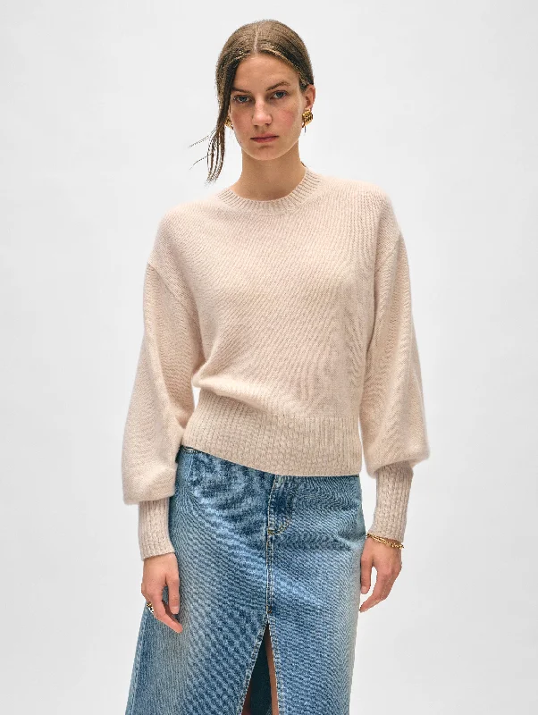 Organic Cotton Women Sweater for an Eco - Friendly ChoiceCashmere Blouson Sleeve Crewneck Organic Cotton Women Sweater for an Eco - Friendly ChoiceCashmere Blouson Sleeve Crewneck