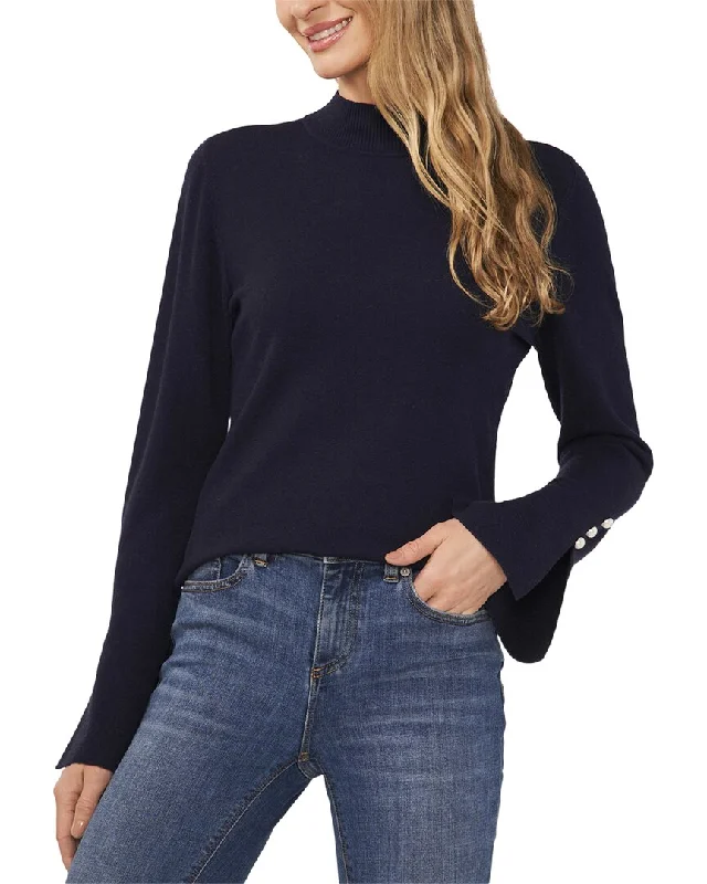 Organic Cotton Women Sweater for an Eco - Friendly ChoiceCece Pearl Split Cuff Mock Neck Sweater Organic Cotton Women Sweater for an Eco - Friendly ChoiceCece Pearl Split Cuff Mock Neck Sweater