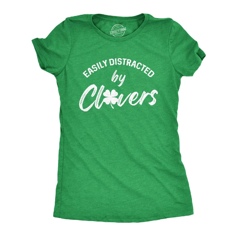 Crop Top Women T Shirt to Pair with High - Waisted BottomsEasily Distracted By Clovers Women's T Shirt Crop Top Women T Shirt to Pair with High - Waisted BottomsEasily Distracted By Clovers Women's T Shirt