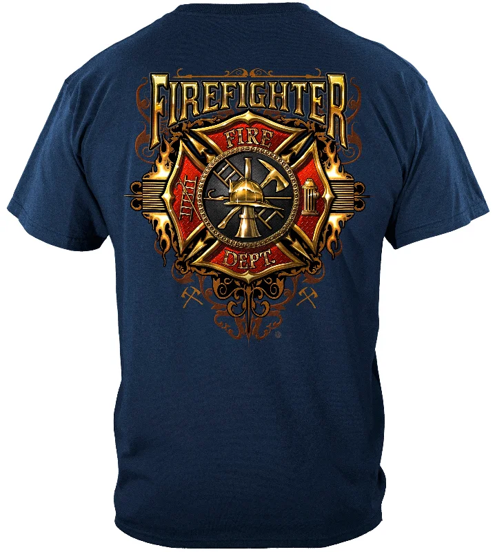 Organic Cotton Women T Shirt for Eco - Conscious WearersFirefighter Maltese Gold Flame Shirt Organic Cotton Women T Shirt for Eco - Conscious WearersFirefighter Maltese Gold Flame Shirt
